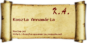 Koszta Annamária névjegykártya